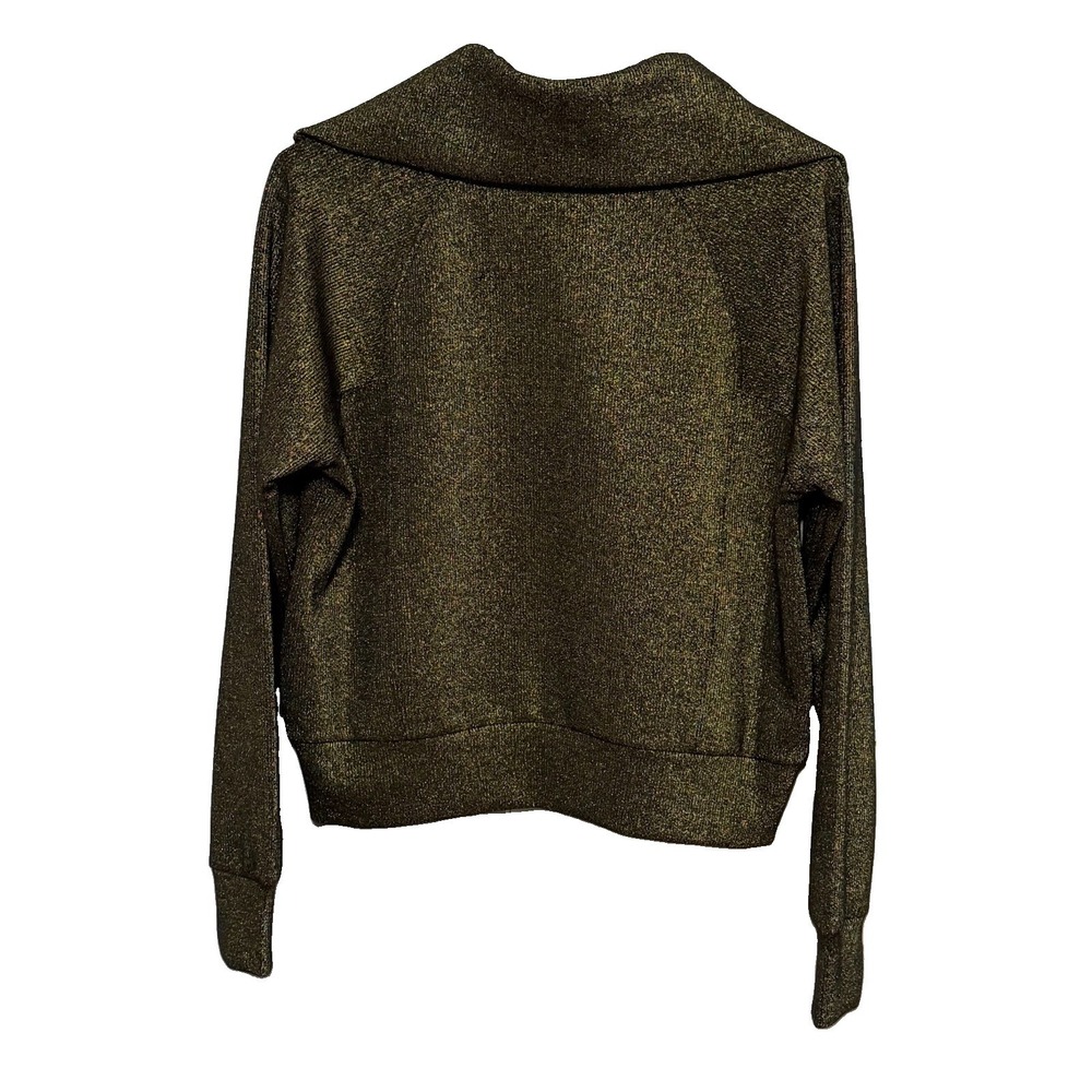Spanx Air Essentials Half Zip Shine Sweatshirt Black Gold Women's XS 1/2 Zip - Picture 2 of 5